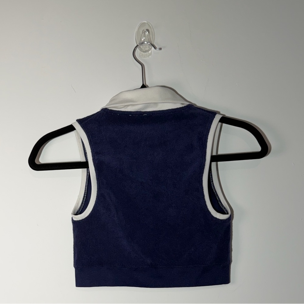 OFFLINE by Aerie Terry Cloth Polo Crop Top Navy Blue Sz M Athleisure Tennis Core - Picture 6 of 7